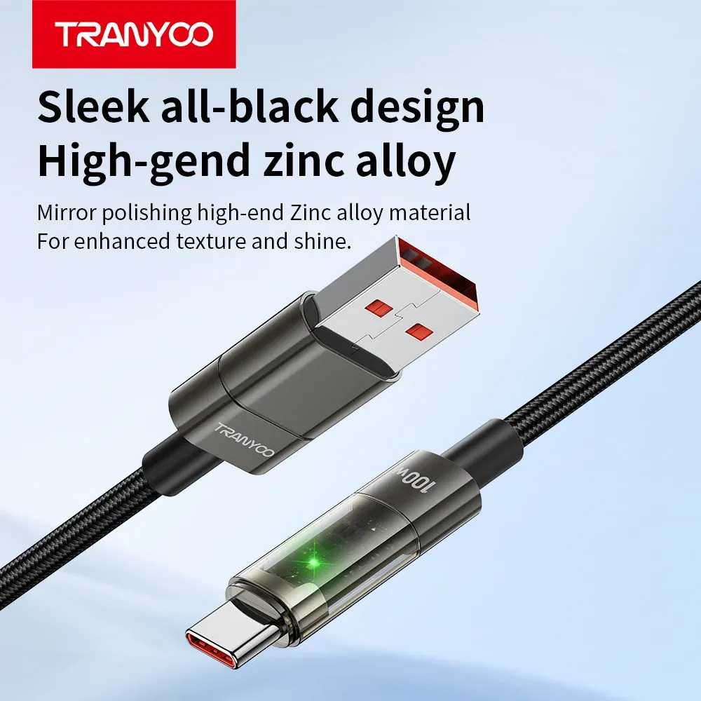 کابل شارژ USB به Type-C ترانیو مدل AC1 توان 100 وات طول ۱.۲ متر کابل شارژ USB به Type-C ترانیو مدل AC1 توان 100 وات طول ۱.۲ متر - Image 8