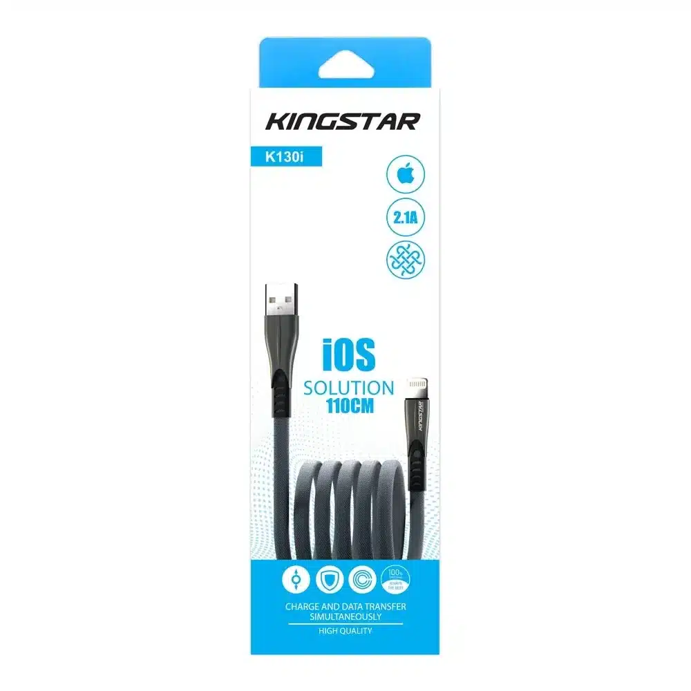کابل تبدیل USB به لایتنینگ کینگ استار (KingStar) مدل K130i با روکش بافته طول 1.2 متر کابل تبدیل USB به لایتنینگ کینگ استار (KingStar) مدل K130i با روکش بافته طول 1.2 متر - Image 6