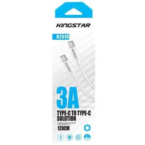 کابل تبدیل Type-C به Type-C کینگ استار (KingStar) مدل K251C با شدت جریان 3 آمپر طول 1.2 متر کابل تبدیل Type-C به Type-C کینگ استار (KingStar) مدل K251C با شدت جریان 3 آمپر طول 1.2 متر - Image 3