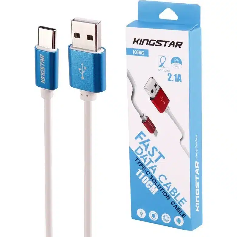 کابل تبدیل USB به Type-C کینگ استار مدل K66C طول 1.1 متر کابل تبدیل USB به Type-C کینگ استار مدل K66C طول 1.2 متر