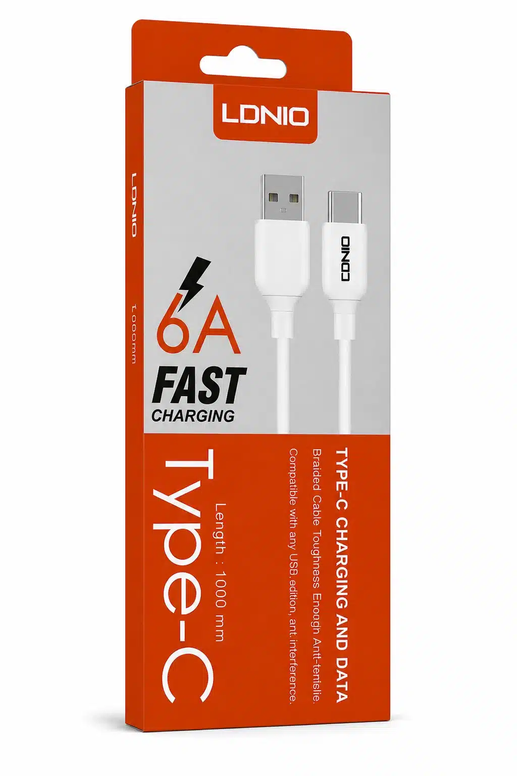 کابل شارژ و انتقال اطلاعات USB به Type-C الدینیو (LDNIO) مدل Fast 6A طول 1 متر کابل شارژ و انتقال اطلاعات USB به Type-C الدینیو (LDNIO) مدل Fast 6A طول 1 متر - Image 3